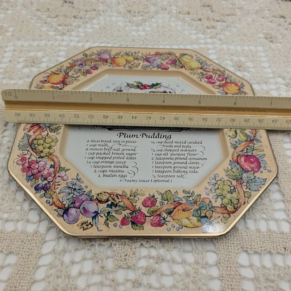 Vintage 1982 Avon Hospitality Sweets Recipe Plate - Plum Pudding Tin Tray